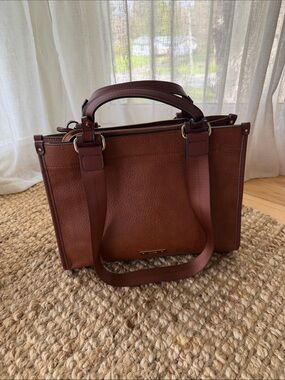 Aldo Chestnut Brown Pebbled Leather Satchel